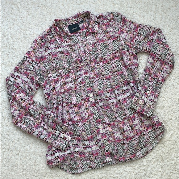 Anthropologie Maeve Aztec Button Down Top Small - Picture 2 of 8